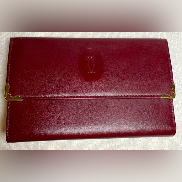 Cartier Deep Red Leather Wallet EUC full set